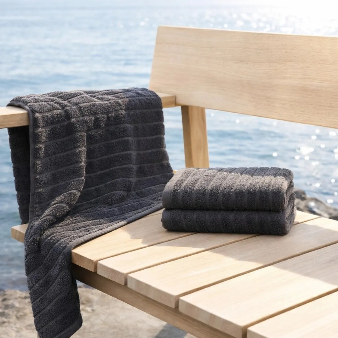 Bambus badelagen 100x150 cm - Zero twist - grå - Prima