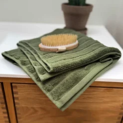 Bambus håndklæde 50x100 cm - Zero twist - oliven - Prima