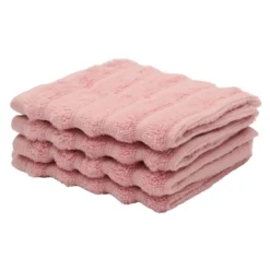 Bambus vaskeklude - Zero twist - rosa - Pakke med 4 stk. - Prima