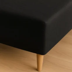 Boxlagen 100x200 cm - bomuldssatin - Soft feel - sort - Luna Denmark