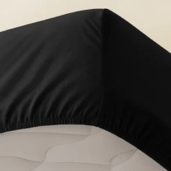 Boxlagen 100x200 cm - bomuldssatin - Soft feel - sort - Luna Denmark