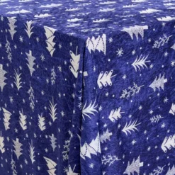 Juledug - Nervøs velour 150x300 cm - Juletræ og stjerne - Blå