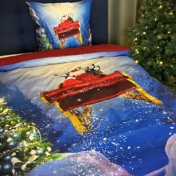 Julesengetøj 140x200 cm - bomuld - Julemandens kane - Luna Denmark