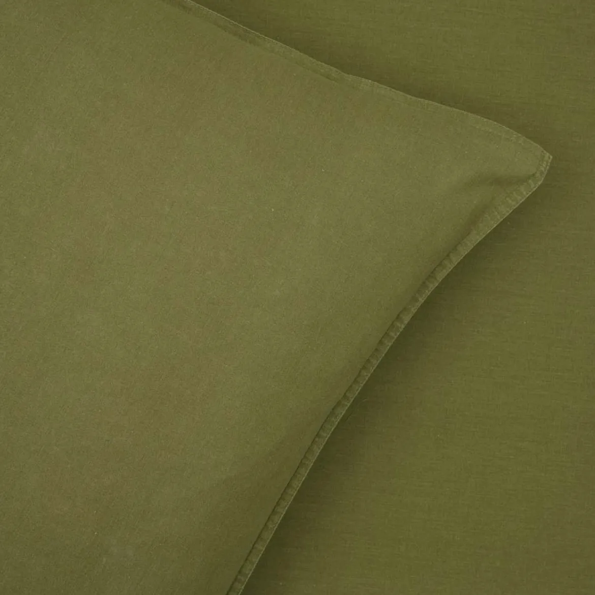 Sengesæt 240x220 cm - stonewash - oliven grøn - Luna Denmark