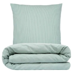 Sengetøj 140x220 cm - bæk og bølge - Stripe - grøn - Luna Denmark