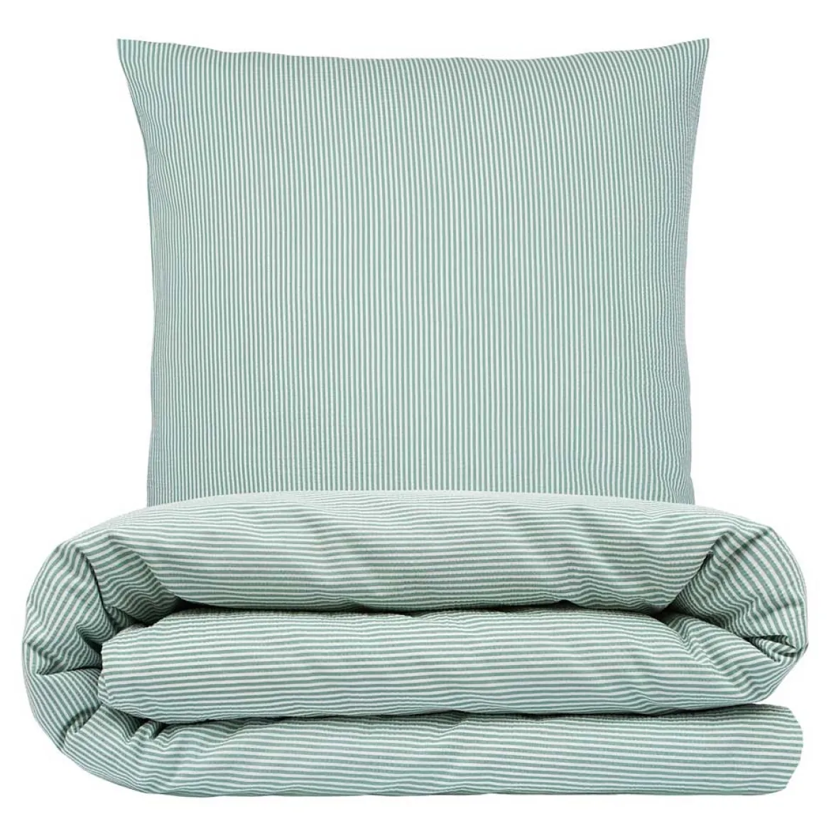 Sengetøj 140x220 cm - bæk og bølge - Stripe - grøn - Luna Denmark