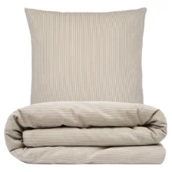 Sengetøj 140x200 cm - bæk og bølge - Stripe - taupe - Luna Denmark