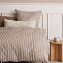 Sengetøj 240x220 cm - bomuldssatin - Blokhus - taupe - Luna Denmark