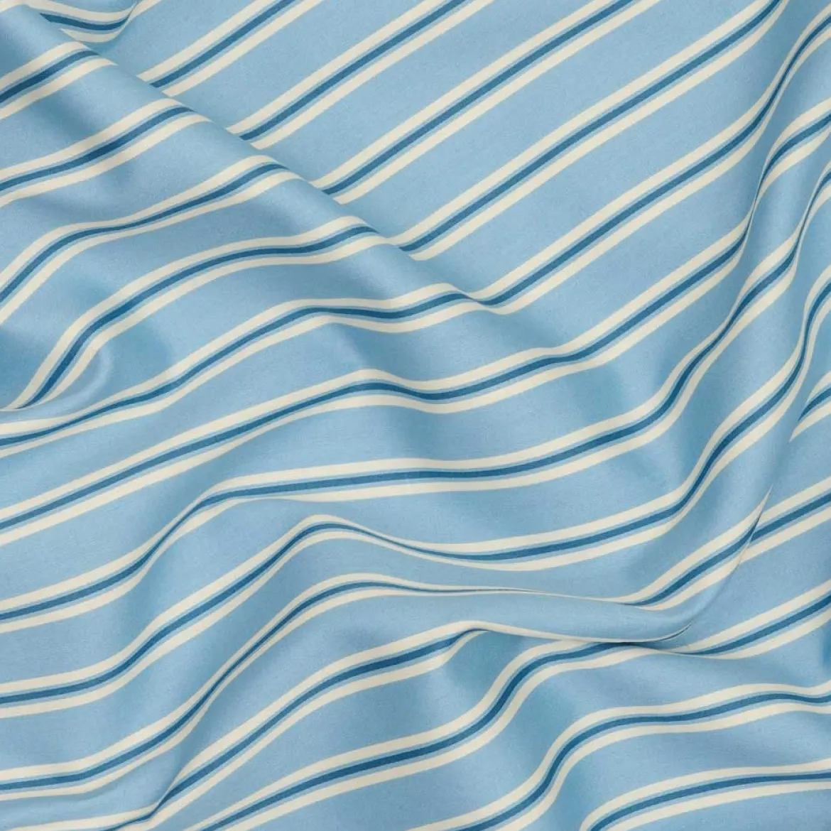 Sengetøj - 240x220 cm - bomuldssatin - Karl - blå strib - Luna Denmark