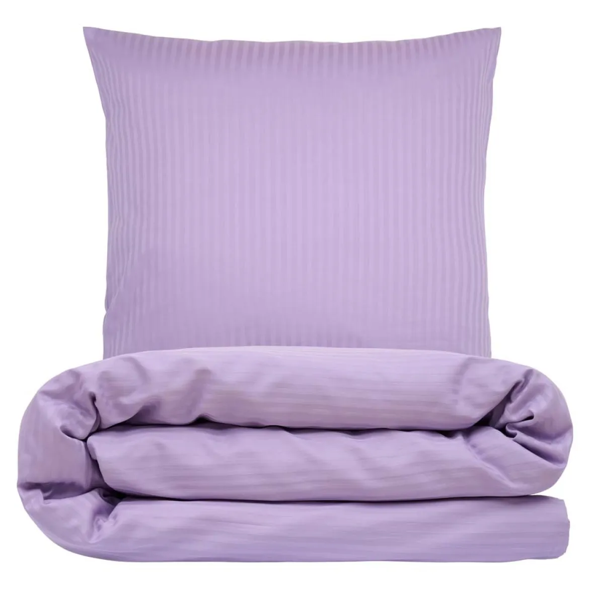 Sengetøj 140x220 cm - bomuldssatin - Smal stribet - lilla - Prima