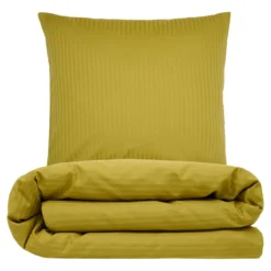 Sengetøj 140x200 cm - bomuldssatin - Smal stribet - lime - Prima