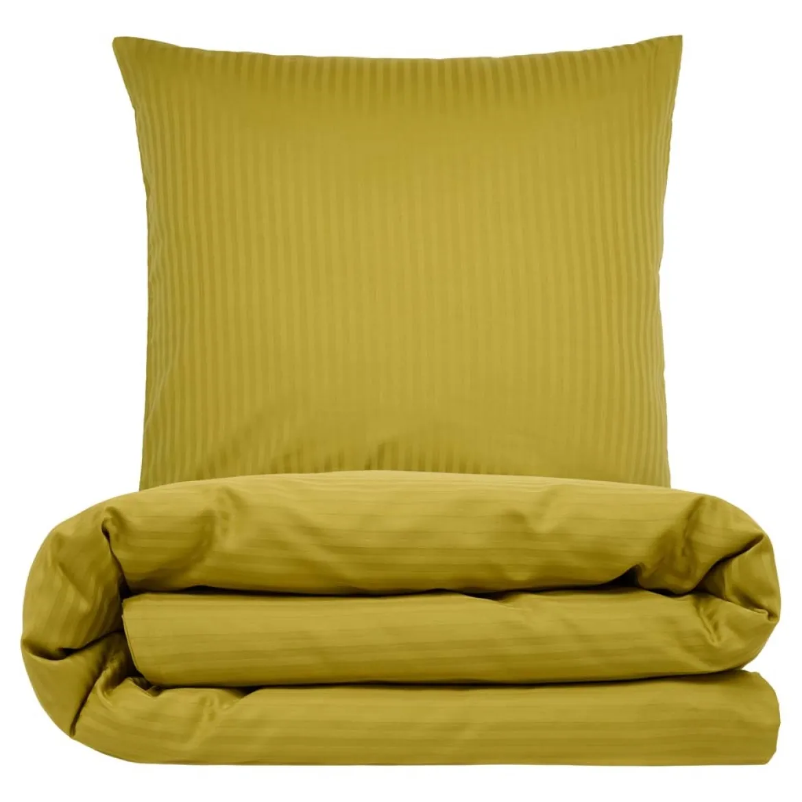 Sengetøj 140x220 cm - bomuldssatin - Smal stribet - lime - Prima