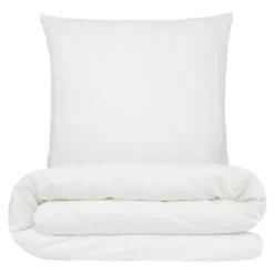 Sengetøj 140x200 cm - premium bomuld - Satin stribet - hvid - Luna Denmark
