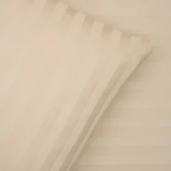 Sengetøj 140x220 cm - premium bomuld - Satin stribet - mokka - Luna Denmark