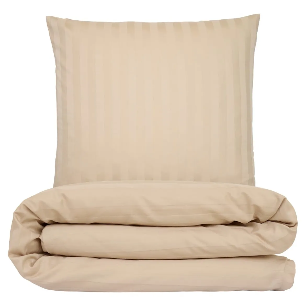 Sengetøj 140x200 cm - premium bomuld - Satin stribet - mokka - Luna Denmark