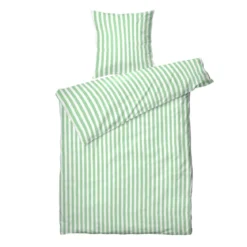 Sengetøj 140x200 / 50x70 cm - Kalle - green Stripe - Luna Denmark