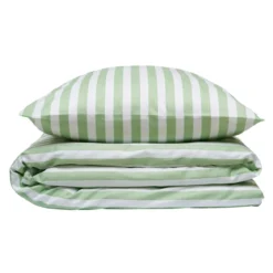 Sengetøj 135x200 / 80x80 cm - Kalle - green stripe - Luna Denmark