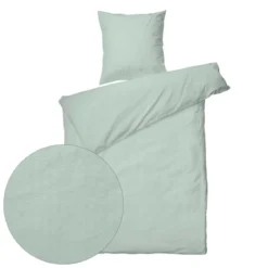 Sengetøj 150x210 / 50x60 cm - Nano Krepp aqua - Luna Denmark