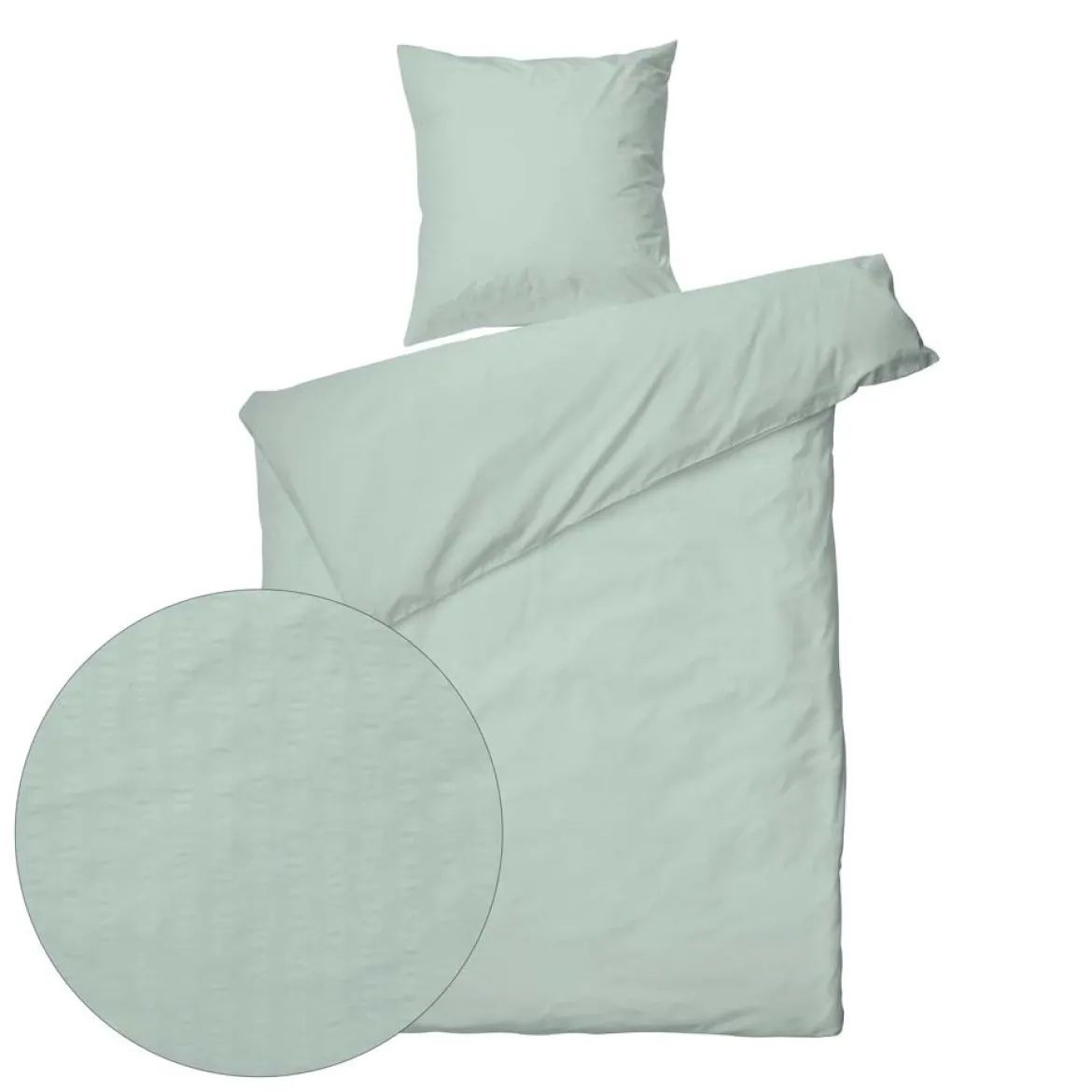 Sengetøj 150x210 / 50x60 cm - Nano Krepp aqua - Luna Denmark