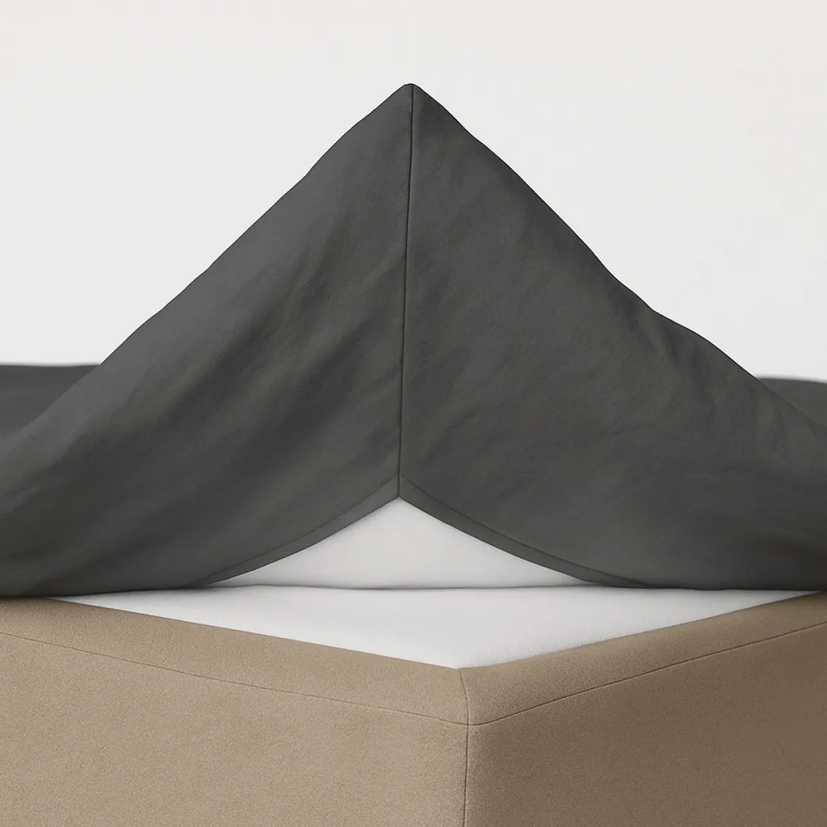 Splitlagen - H lagen 210x210 cm - premium bomuldssatin - antracit - Luna Denmark