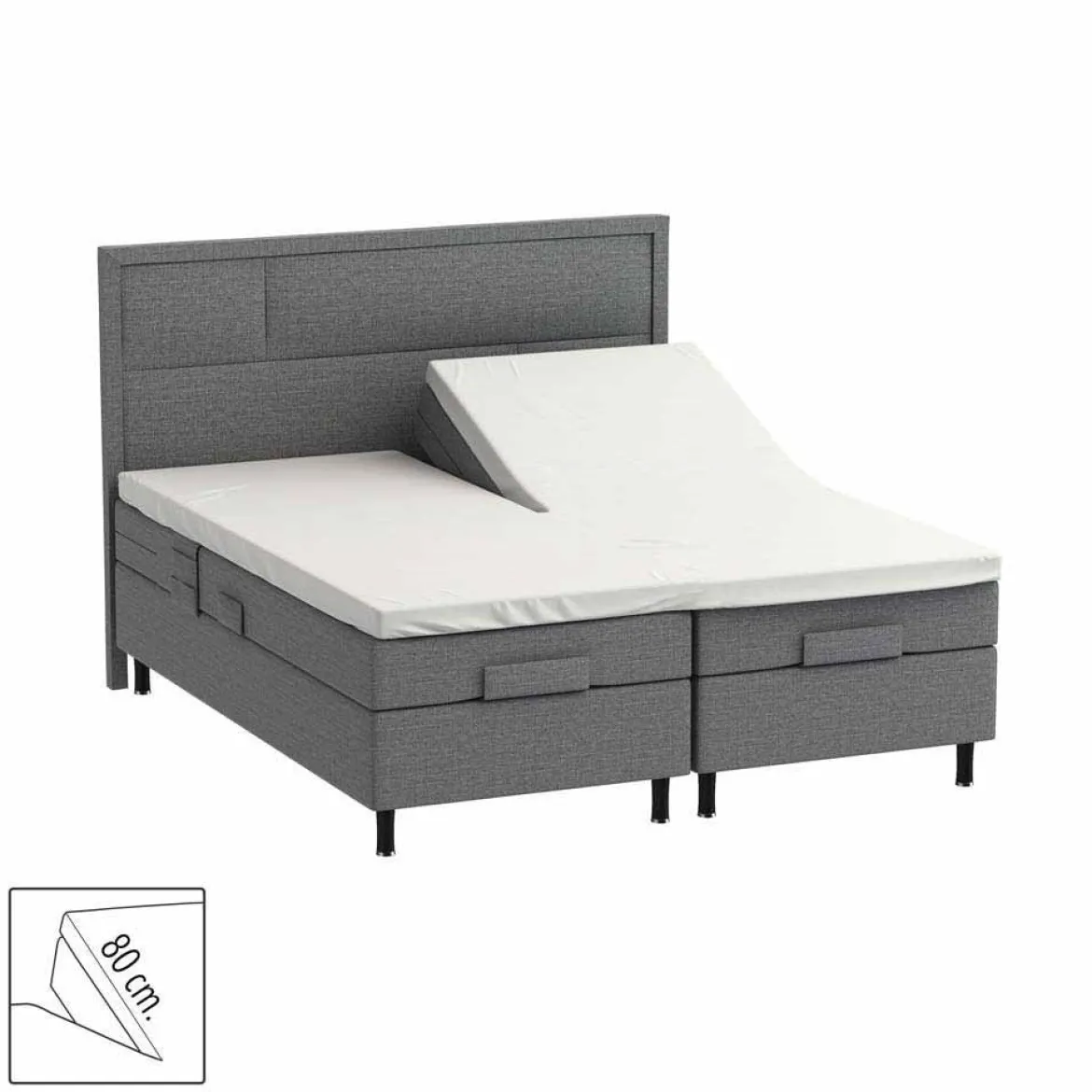Splitlagen - U lagen 210x210 cm - 80 cm split - bomuldssatin - Soft feel - hvid - ProSleep