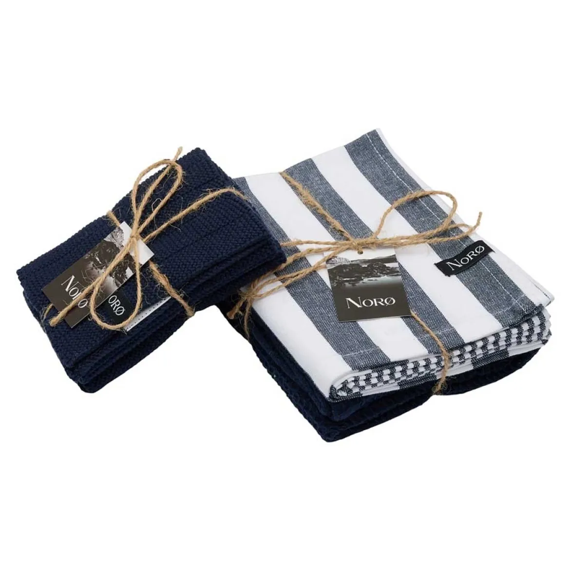 Viskestykke - bred stribet - navy - 2 stk. - Norø