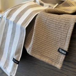 Viskestykke - bred stribet - taupe - 2 stk. - Norø