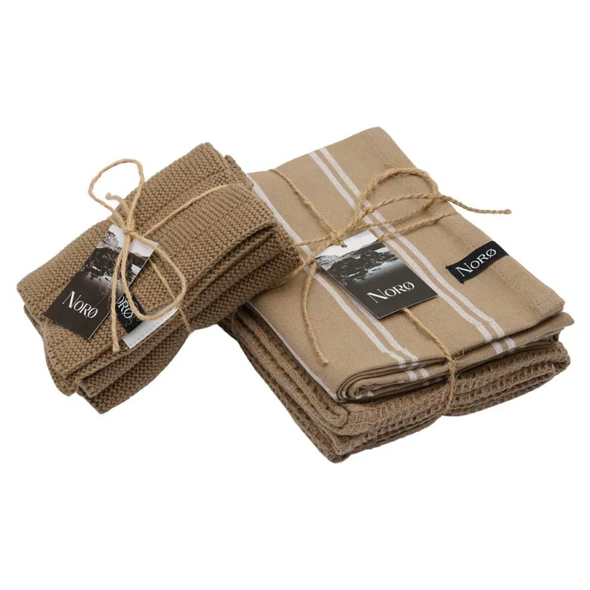 Viskestykke - smal stribet - taupe - 2 stk. - Norø